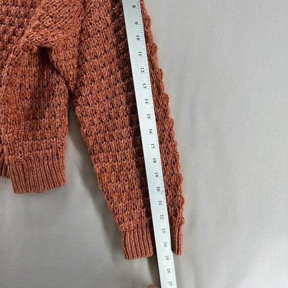 Dip Sweater Women Sz L V Neck Pullover Open Crochet Long Sleeve Preppy Sandstone - Picture 10 of 12